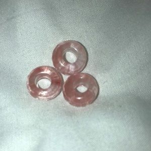 (3) Pink Glass Dread Beads
